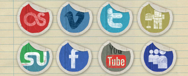 Grunge Peeling Stickers Icônes de médias sociaux