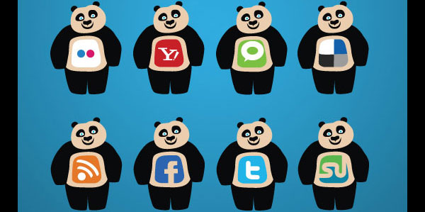 Icônes de réseau social Panda