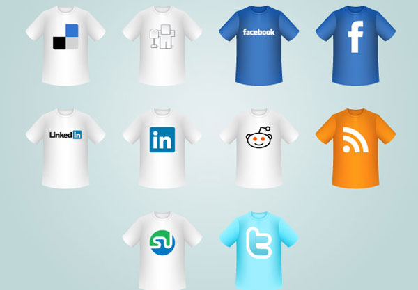 Icônes sociales de t-shirt