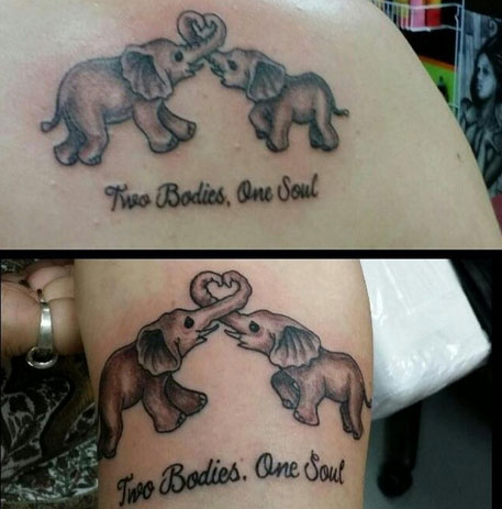 Idée de tatouage d'éléphant mère et fille