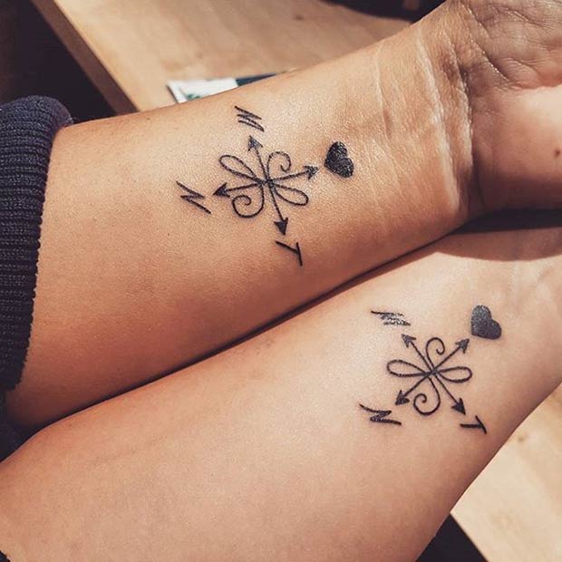 Tatouages ​​Boussole Mère Fille