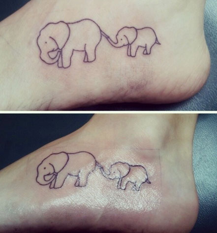 Maman & Tatouages ​​​​assortis de mère de fille de bébé éléphant