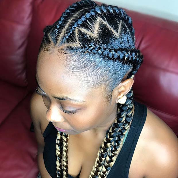 Cornrows avec partie Zig Zag