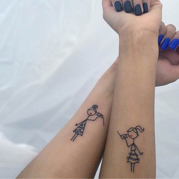 Tatouages ​​​​de bras assortis pour soeur