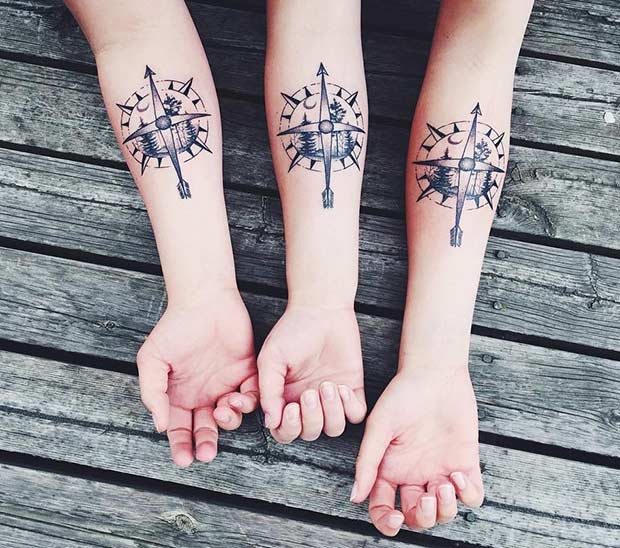 Tatouages ​​De Soeur Rose Des Vents