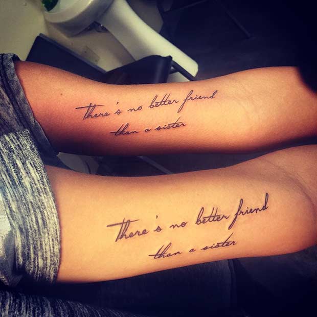 Sister Quote Arm Tattoos