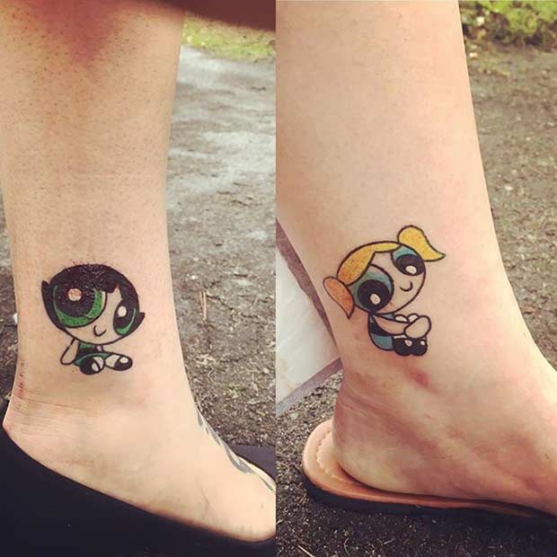 Les tatouages ​​​​de Powerpuff Girls pour les soeurs