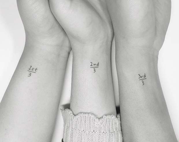 Tatouages ​​​​de fraction pour trois soeurs