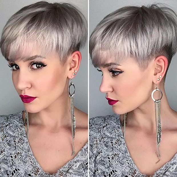 אדום אפור Pixie Cut