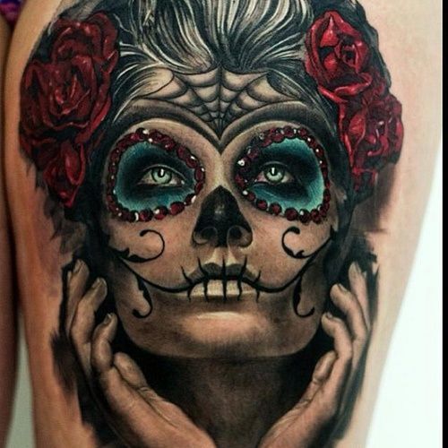 Tatouage du jour des morts sanglant