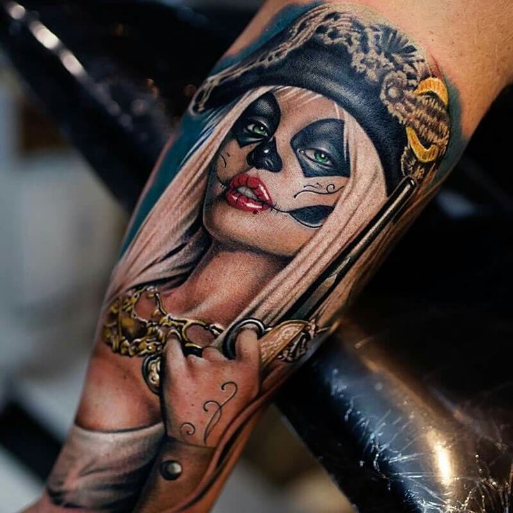 Gangsta Santa muerte girl jour des morts tatouage