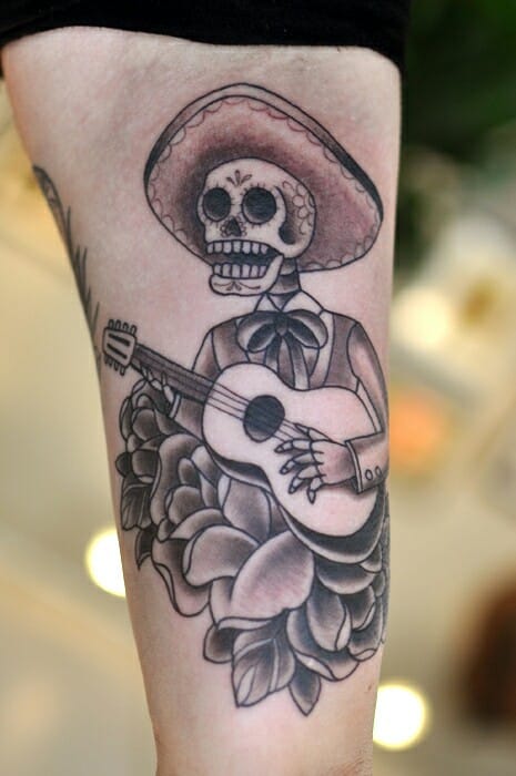 Mariachi ημέρα του νεκρού τατουάζ