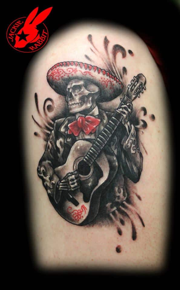 La musique ne meurt jamais le jour des morts tatouage