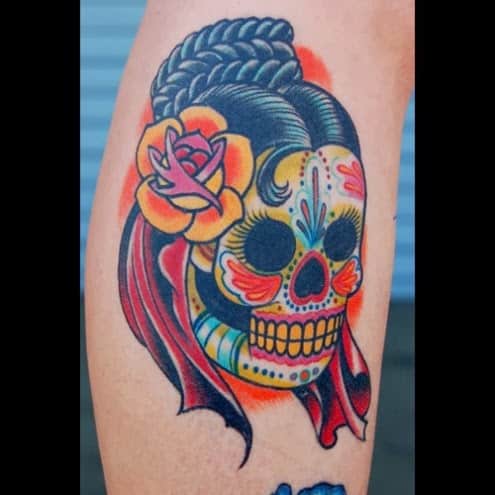Calavera κορίτσι εκδοχή ημέρα του νεκρού τατουάζ
