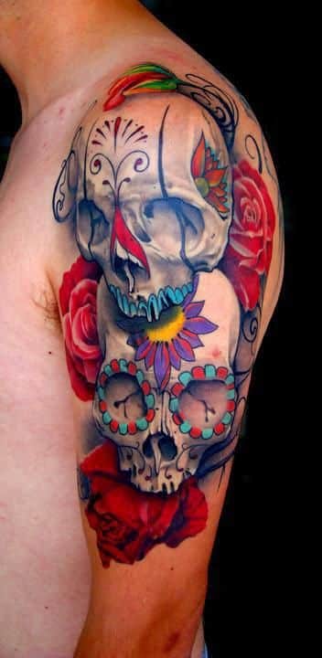 Skull Heads ημέρες του νεκρού τατουάζ
