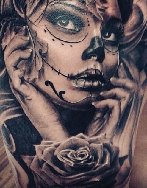 Chicano Chicana Estilo Los Muertos jours du tatouage mort