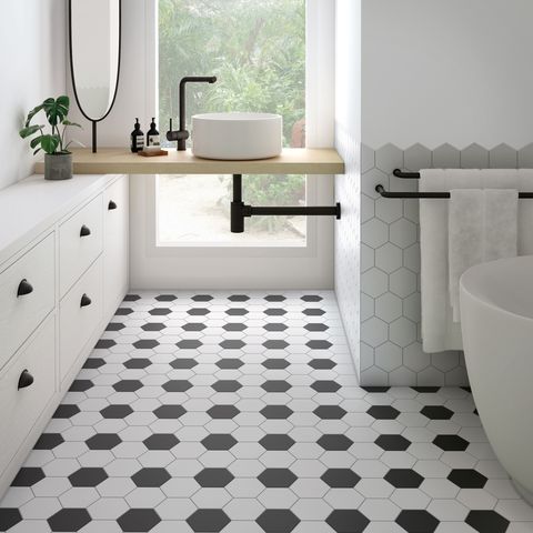 kromatika, carreaux de sol en porcelaine noir et blanc, montagne de tuiles