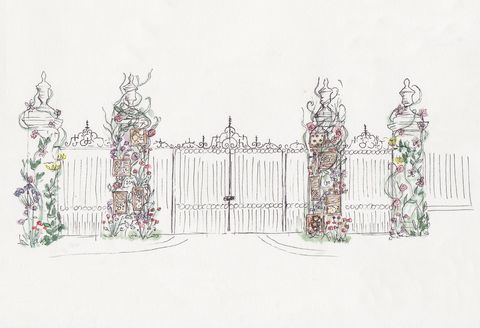 כניסה לשער טבעת השוורים של פרחי צ'לסי בעיצוב פרחי ג'מג'אר