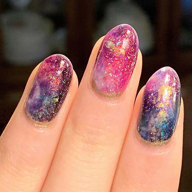 Ongles Galaxie Pailletés