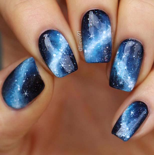 Galaxy Nails with Stars