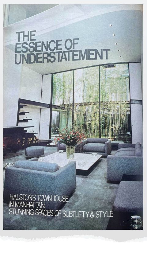 מעצב אופנה הלסטון בית עירוני במנהטן שתוכנן על ידי פול רודולף כפי שניתן לראות בבית יפה אוקטובר 1977 גיליון