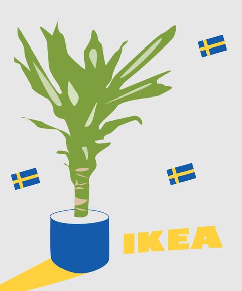 pot de plante ikea et drapeaux suédois