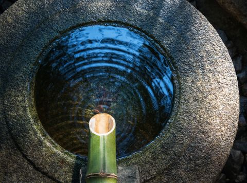 lavabo en pierre trouvé dans le jardin japonais