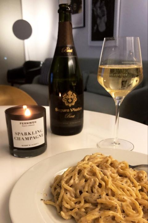 dîner de pâtes au champagne