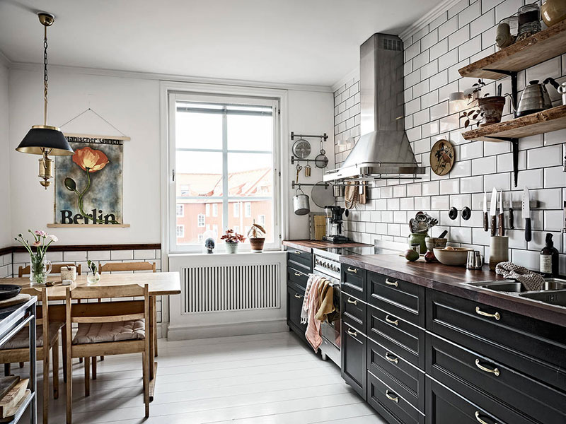 المطبخ في الصورة الداخلية الاسكندنافية
