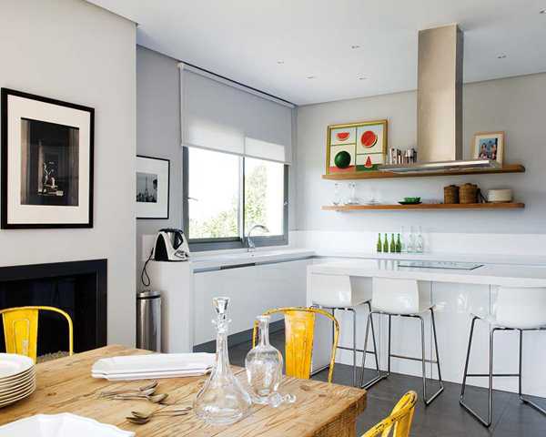бяла кухня в стила на минимализма