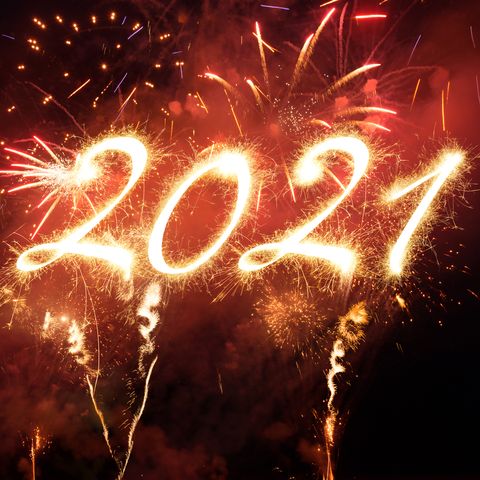 cierge magique bonne année 2021 avec feux d'artifice