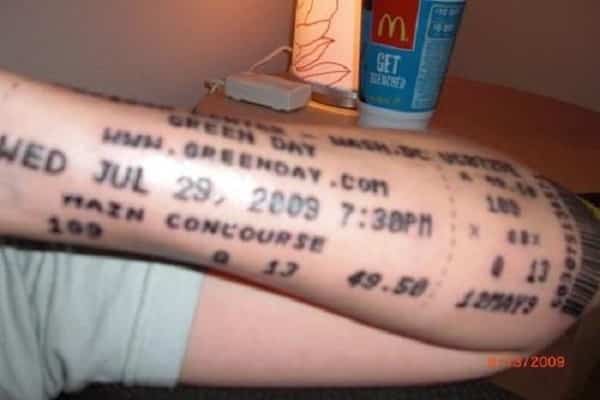 Le tatouage des billets de concert