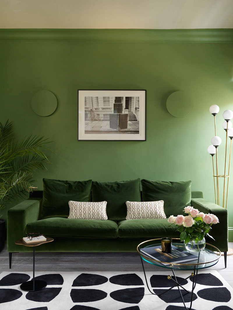 الصورة الداخلية للشقة بألوان خضراء