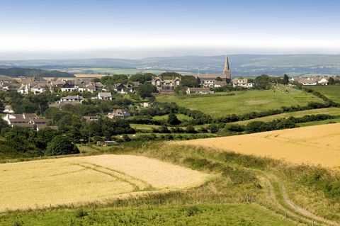 vue sur la campagne du Devon avec champs et terres agricoles
